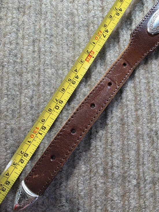 Brighton engraved silver-plated Conchos Leather Belt Brown Western 53\